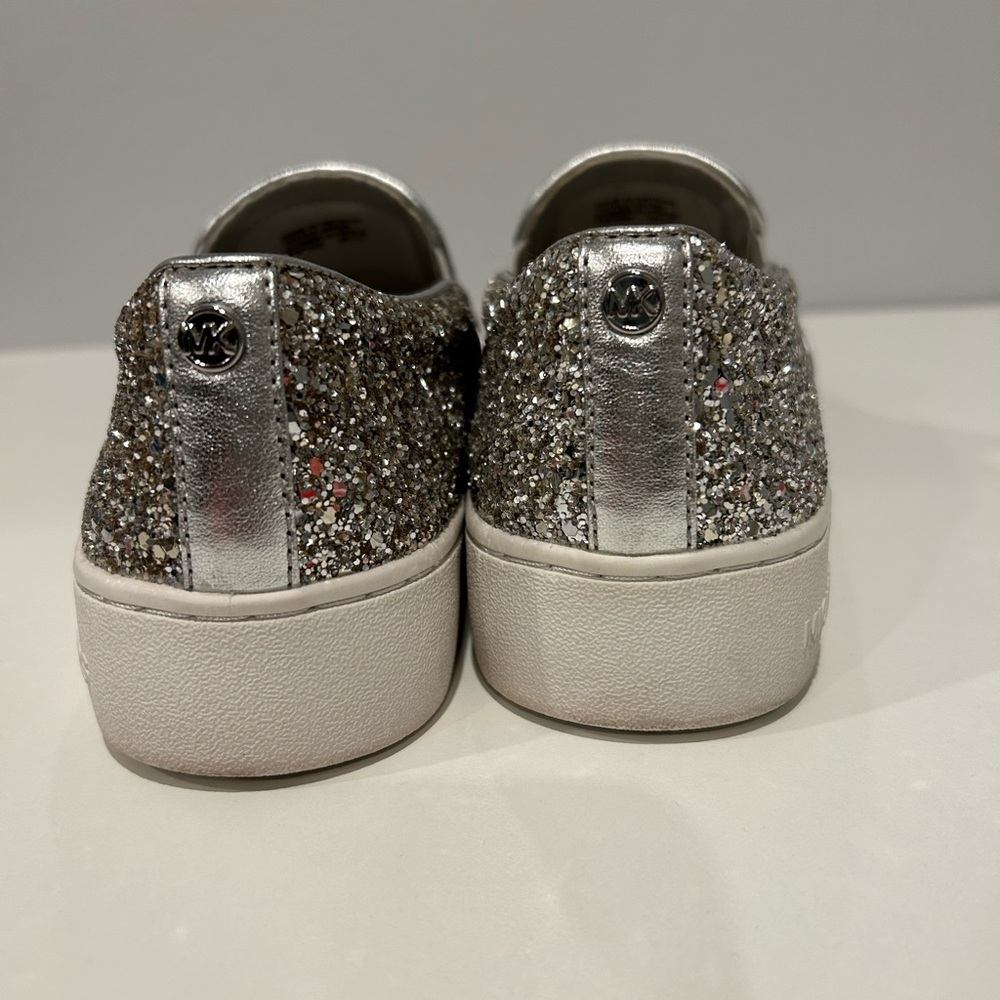 Michael Kors Silver Glitter Slip-On Sneakers - Picture 6 of 8